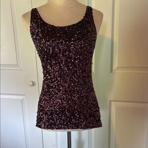Elegant Sequin Tank Top - Deep Purple